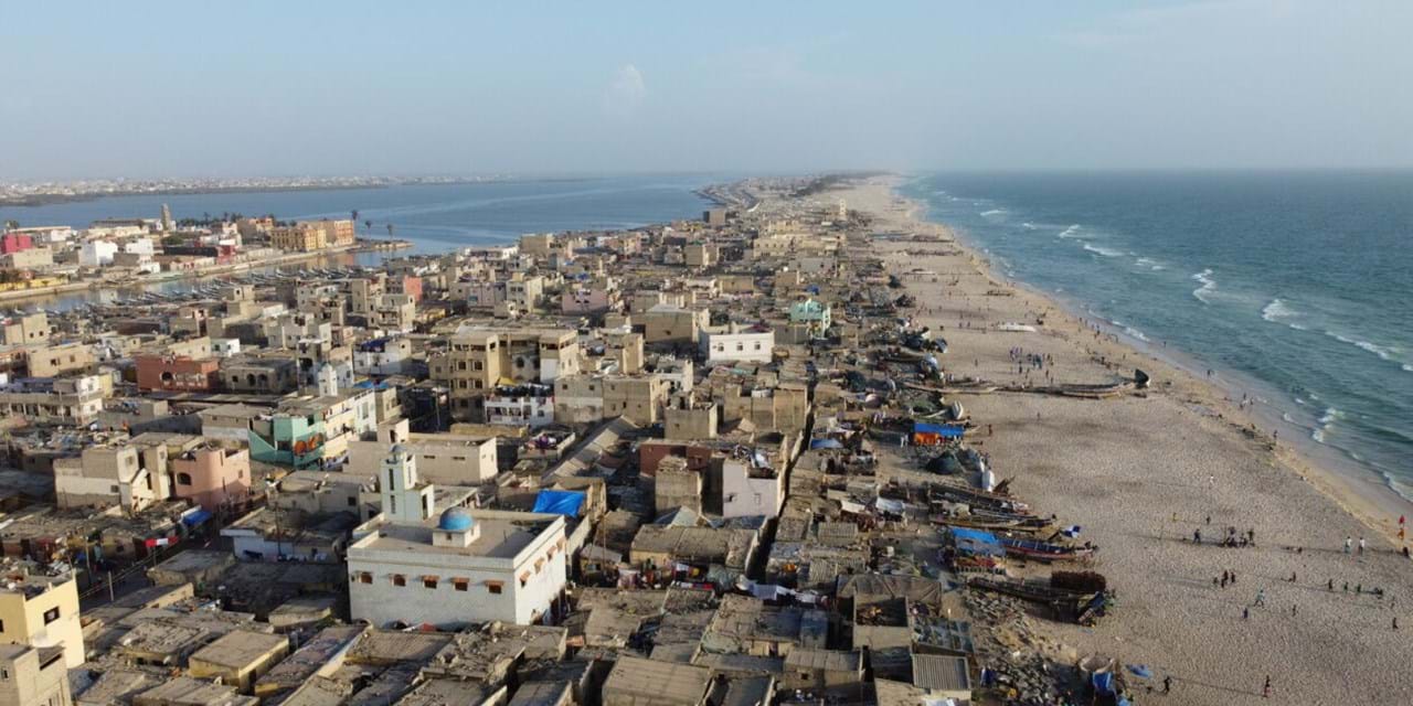 Aerial view of the fishing quarter in Guet N'Dar, Saint-Louis, Senegal