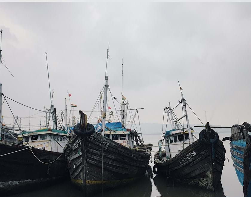 A row of fishing boats